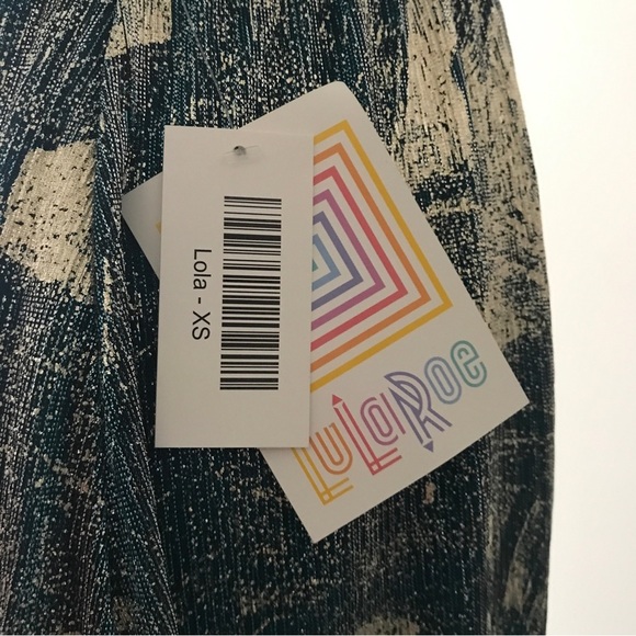 NWT LuLaRoe Lola Skirt XS Elegant Collection Dark Teal & Gold Royal Chiffon NEW - Picture 6 of 7